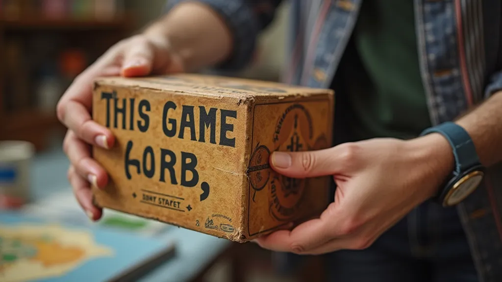 Collector gently handling vintage board game