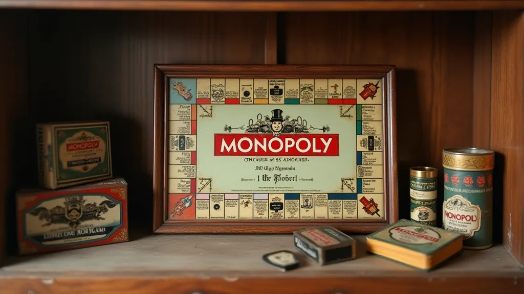 Vintage Monopoly in a collector's display