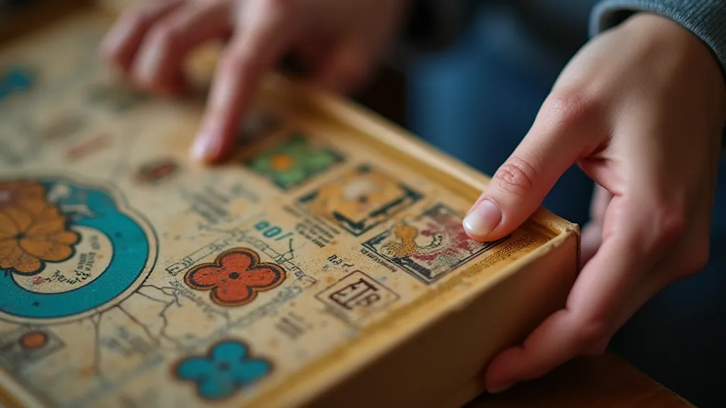 Close-up of a vintage board game box