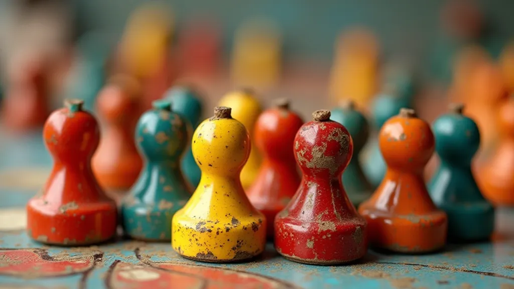 Vintage game pieces, showing wear